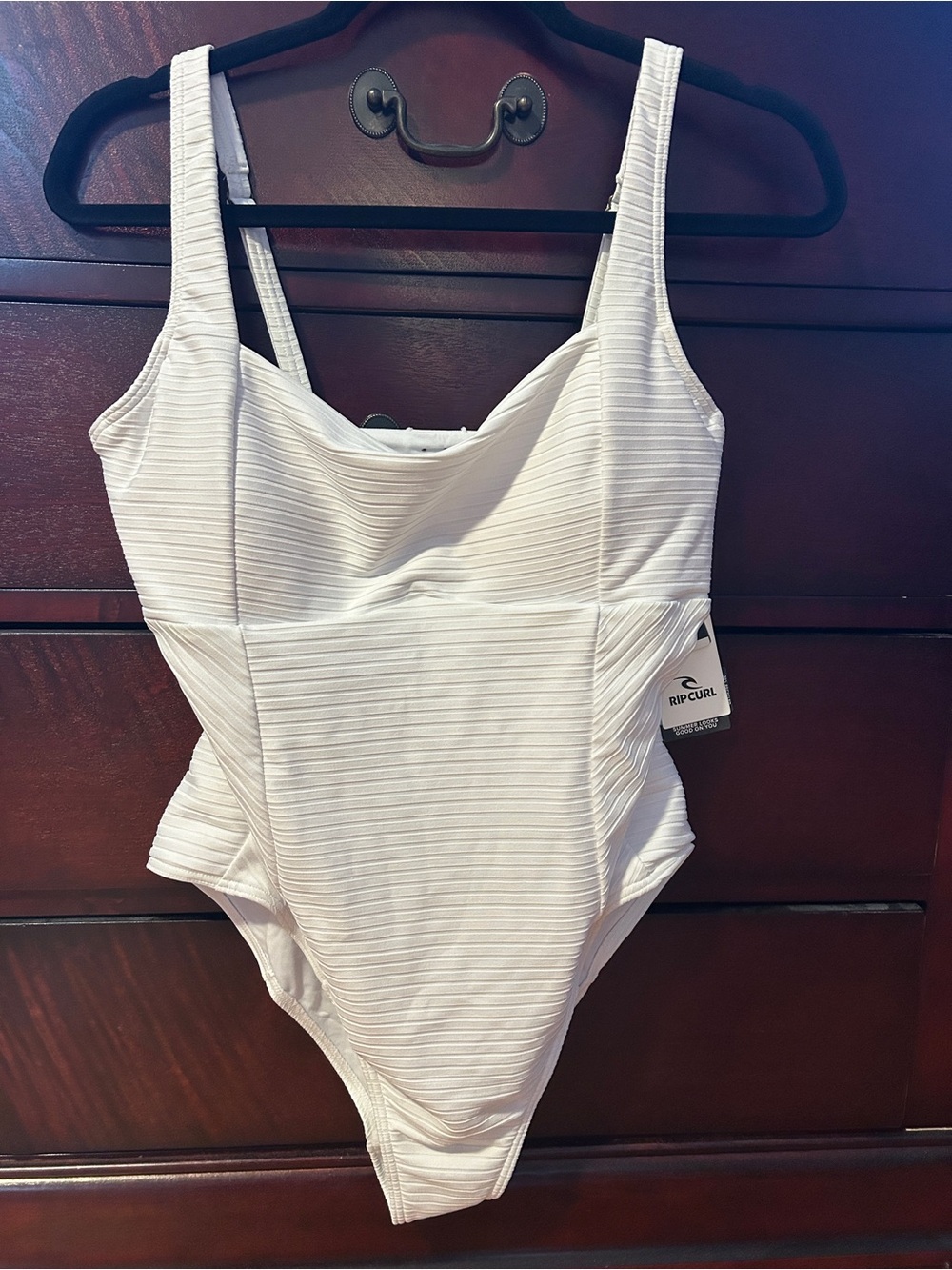Rip Curl White Ribbed One-Piece Swimsuit